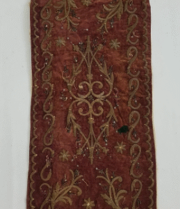 Antique Ottoman Metallic Thread Embroidery Velvet Panel 85x39cm