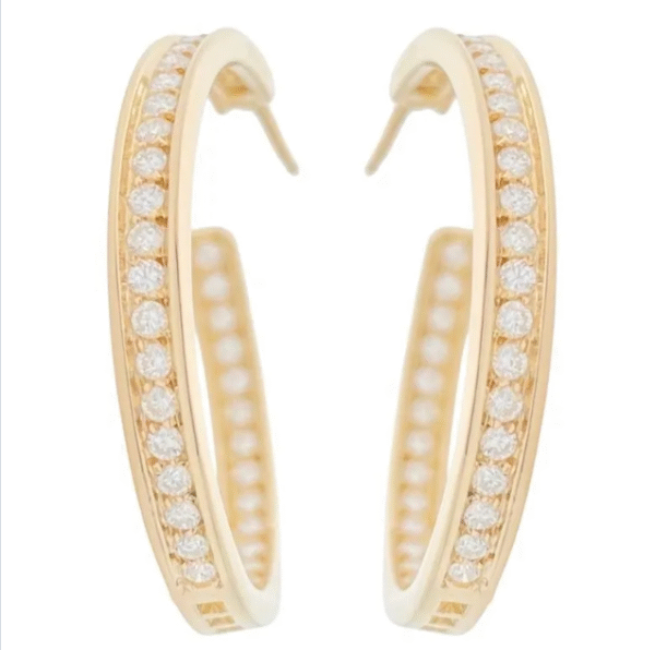 Cartier - Earrings - 18 kt. Yellow gold - 3.50ct. tw. Diamond (Natural) - Créoles De Cartier