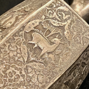 Profusely Hand-Engraved Antique 1900's Mid. East PERSIAN Solid Silver